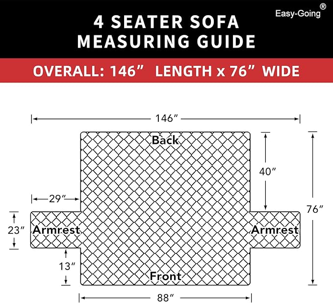 Easy-Going Reversible Couch Cover, 4 Seater Sofa, XX-Large Sofa, Water - Image 6
