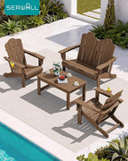 SERWALL Folding Adirondack Bench, HDPE All-Weather Adirondack Loveseat - Image 9