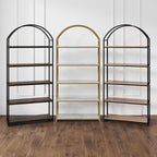 Nathan James Haven Etagere Bookshelf, 5-Shelf Bookcase in Nutmeg Wood and Black - Image 8