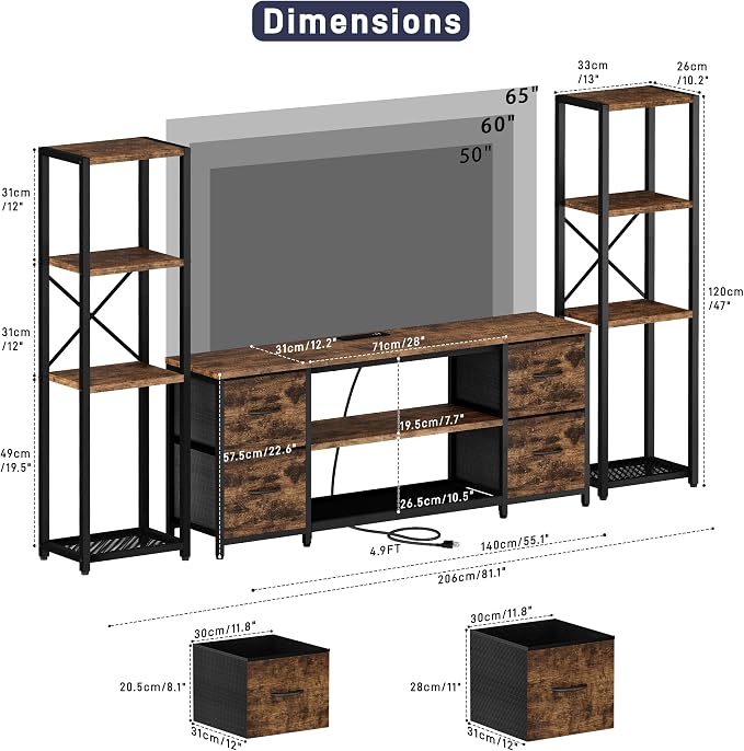 LED TV Stand Bookshelf Combo - Image 2