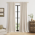 100% Blackout Linen Curtains for Bedroom 90 inches Long, Thermal Insulated Room by Guken