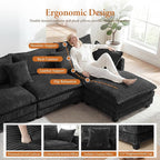 Vesgantti 143" U Shaped Sectional Modular Couch, Comfy Corduroy Upholstered - Image 3