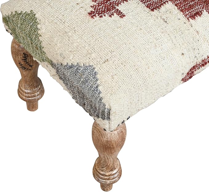 LR Home Off-White/Multicolor Handmade Upholstered Bench - Image 7