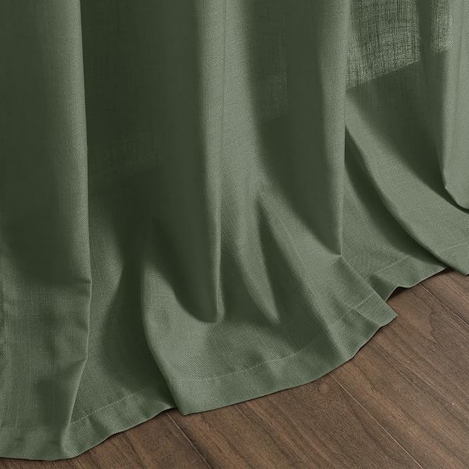 Forest Green Linen Curtains 108 Inches Long - Image 8