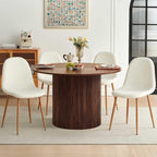 Dining Table Set for 4, Mid Century Modern 47 Inch Wooden Round Dining Table Set by somedream
