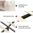 Queen Bed Frame with Drawers, Hidden-Cubby & Shelves Storage Headboard with - Image 7