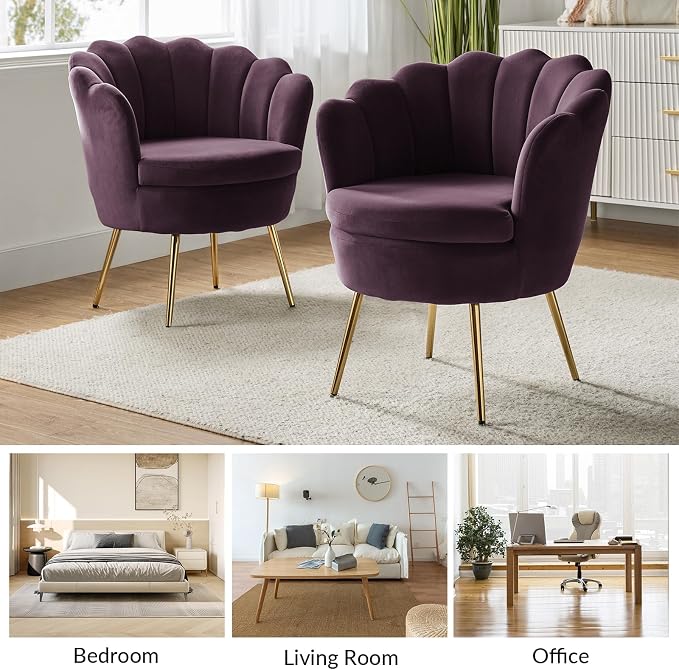 HULALA HOME Modern Velvet Accent Chairs Set of 2 - Image 7