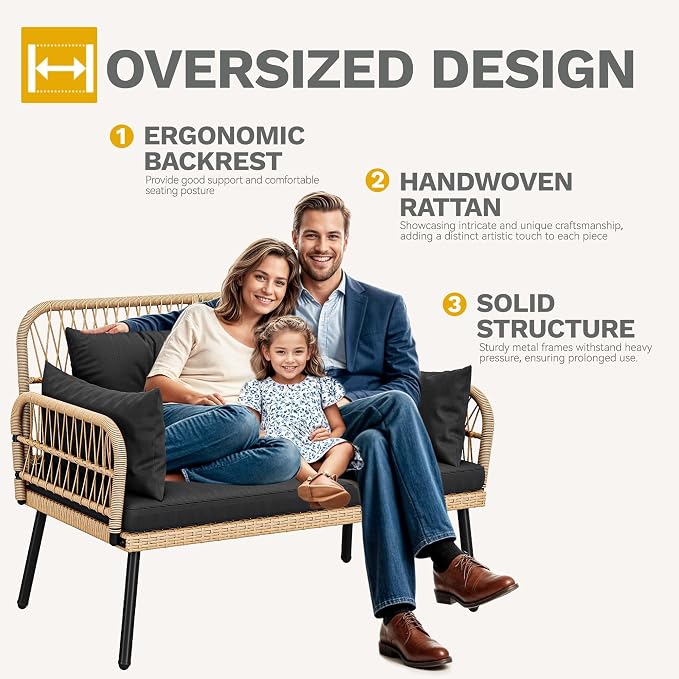 DWVO Outdoor Loveseat, Patio Wicker Furniture Set - Image 6