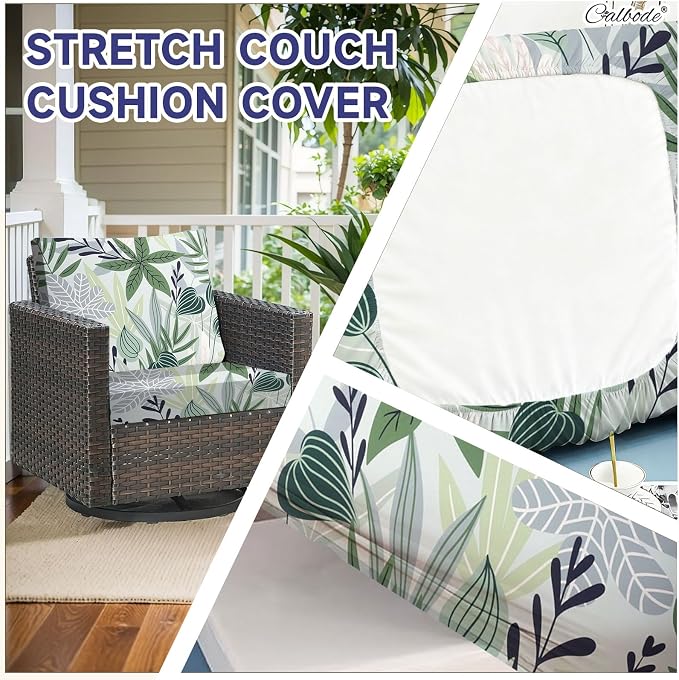 CALBODE 12 Pcs Stretch Indoor/Outdoor Seat Cushion Covers, Indoor/Outdoor Couch - Image 4
