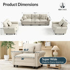 HERA'S HOUSE 3 Pieces Modular Sectional Sofa Sets, Oversized Couch Set - Image 9