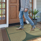 Lahome Modern Rainbow Green Entryway Rug, 3x5 Washable Outdoor Porch Rug | Non - Image 2