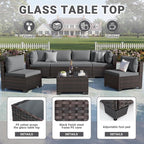 CHABATREE 7pcs Outdoor Patio Furniture Sets, Rattan Conversation Sectional Set - Image 4
