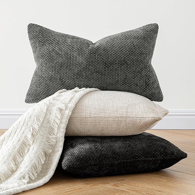 MIULEE Decorative Neutral Beige Euro Sham Pillow Covers 24x24 Inch 2 Pack | - Image 5