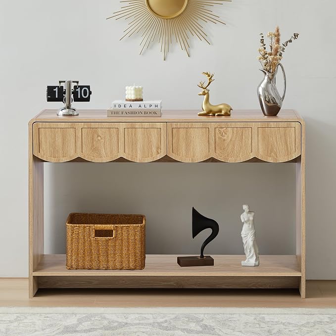 ORRD Console Table with Drawers, Mid-Century 43 Inches Narrow Entryway Table - Image 3