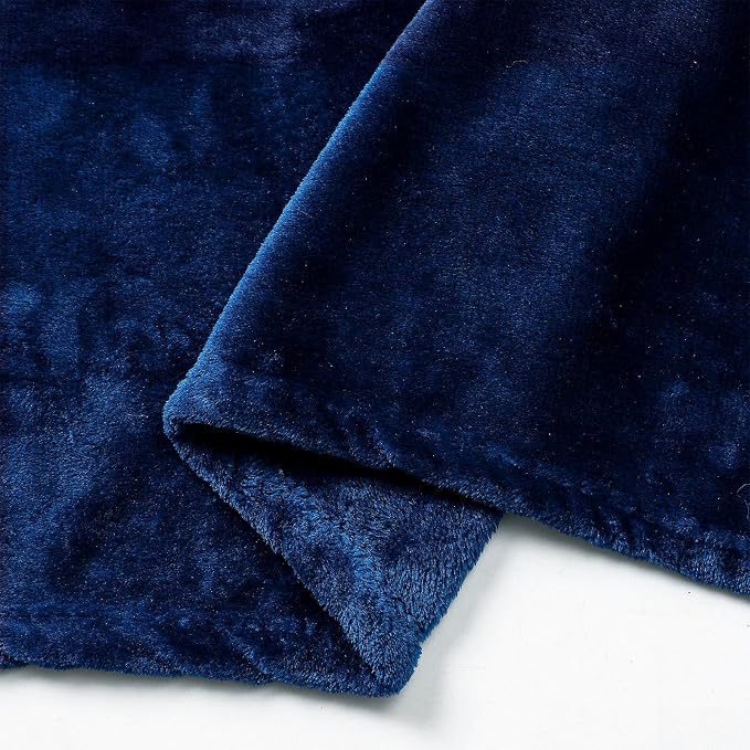 Classic Blue Fleece Plush Throw Blanket 60"x80"for Couch Fuzzy Cozy Flannel | - Image 3