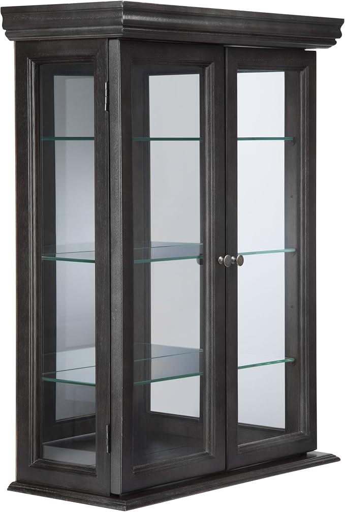 Design Toscano Country Tuscan Hardwood Wall Curio Cabinet: Ebony Black Finish - Image 3