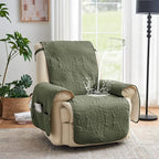 Green Recliner TV Chair Covers, Quilted Décor Water-Repellent Medium Lazy Boy - Image 2