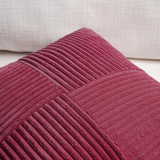Fancy Homi 2 Packs Burgundy Lumbar Decorative Throw Pillow Covers 16x32 Inch - Image 3