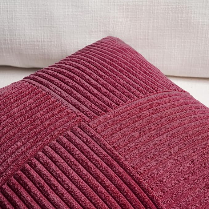 Fancy Homi 2 Packs Burgundy Long Lumbar Decorative Throw Pillow Covers 16x24 - Image 3