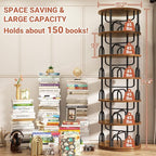 Aheaplus 6 Tier Rotating Bookshelf Tower, Revolving Bookcase, 360° Round - Image 2