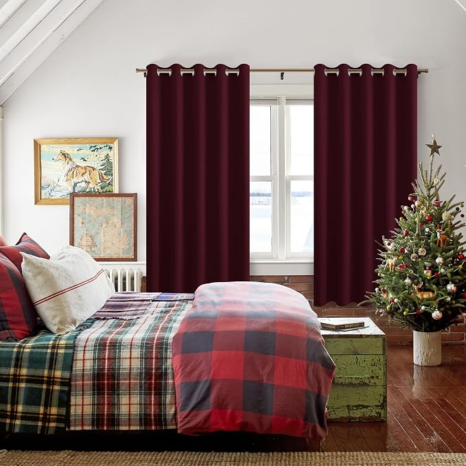 Blackout Curtains for Bedroom, 60 x 63 Inches Length, Burgundy | Thermal - Image 6