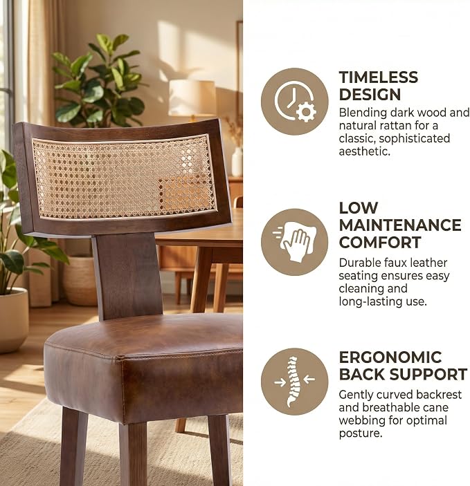 VESCASA Faux Leather Upholstered Dining Chairs - Image 3