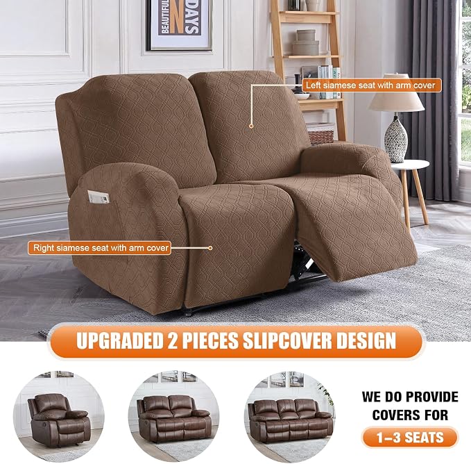 VANSOFY Oversized Recliner Cover, 2-Pieces Stretch Reclining Couch Cover - Image 3