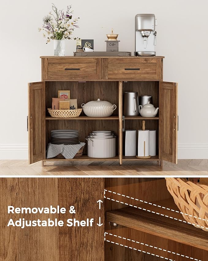 Homhedy Sideboard Buffet Cabinet, Coffee Bar Storage Cabinet - Image 4