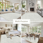 8x10 Washable Area Rugs for Living Room, Dining Room | Neutral, Ultra Soft Faux - Image 5