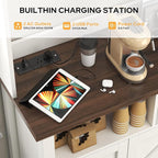 Buffet Sideboard with Storage Hutch with Power Outlets 4 Doors, Large Farmhouse - Image 3