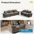 SUNSHINE VALLEY 2 Piece Living Room Sofa Furniture Set, Oversized Chenille - Image 2
