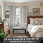 Gray Curtains 38 Inch Wide for Bedroom 2 Panel Set Back Tab Rod Pocket Semi - Image 8