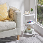 Small Round Side Table with Charging Station, 3-Tier Waist Circular End Table - Image 6