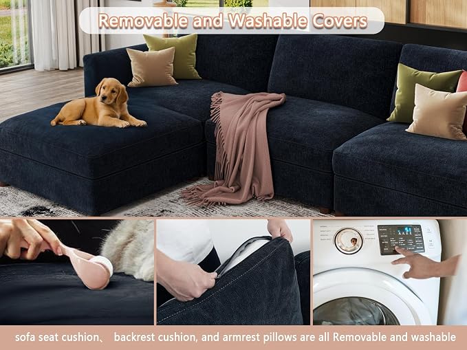 EASE MOOSE Oversized L Shape Sectional Couch, Extra Large Deep seat Sectional - Image 5