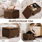 WUTUTUEE 24" Faux Leather Square Storage Ottoman - Image 6