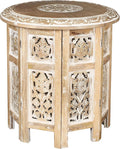 Lightnpro Hand Carved Solid Mango Wood Octagonal Accent Table by Lightnpro