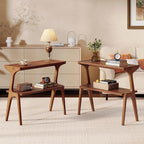 Set of 2 Solid Wood End Table, 2-Tier Side Table by TribewoodbyTribesigns