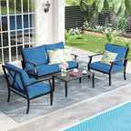 4 Piece Outdoor Patio Furniture Set, Oversized Metal Conversation Set - Image 8