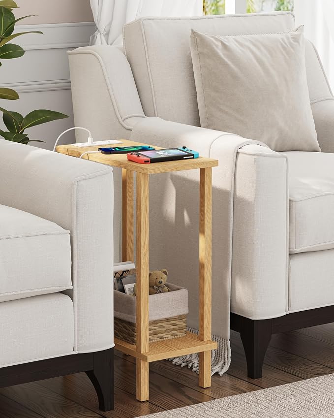 TUTOTAK Small End Table with Charging Station, Narrow Side Table with USB Ports - Image 4