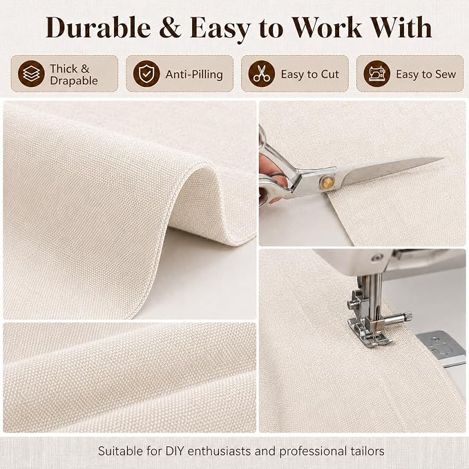 Mini Chenille Linen Blend Upholstery Fabric by the Yard, 57 Inch Wide Soft - Image 5