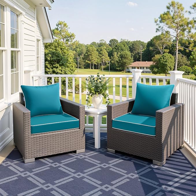 MIULEE Teal Outdoor Seat Cushion 24x24 Inch Waterproof & 3 Year Fade Resistant - Image 2