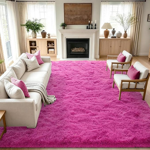 10x14 Extra Large Hot Pink Fluffy Soft Area Rug Non-Slip by ModernHomeDecor