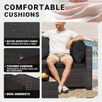 LEVELEVE 7 Pieces Outdoor Patio Furniture Sets, Rattan Conversation Sectional - Image 4