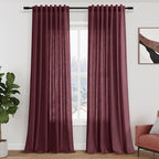 Burgundy Linen Curtains 108 Inches Long by Nanspring