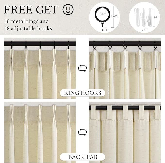 Pinch Pleated 92 Inch Curtains 2 Panels - Image 6