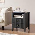21" Fluted Nightstand with Charging Station – Modern Bedside Table with 2 by Fatmok