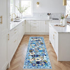 Blue Floral Hallway Runner Rug 2x6 - Image 3