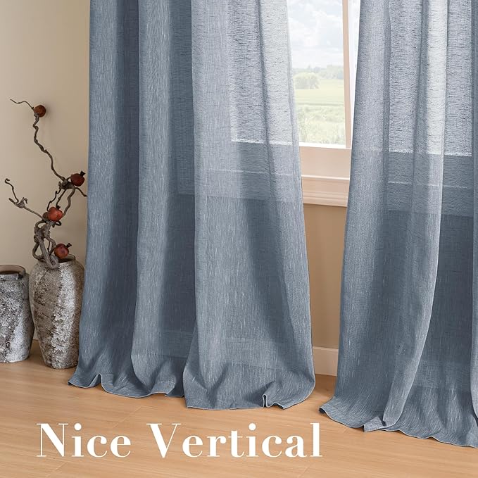 H.VERSAILTEX Linen Curtain Panel Flax Linen Blended Curtain Pair Extra Long - Image 7