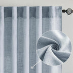 MIULEE Chambray Blue Linen Curtains 52x72 Inch Long - Image 2