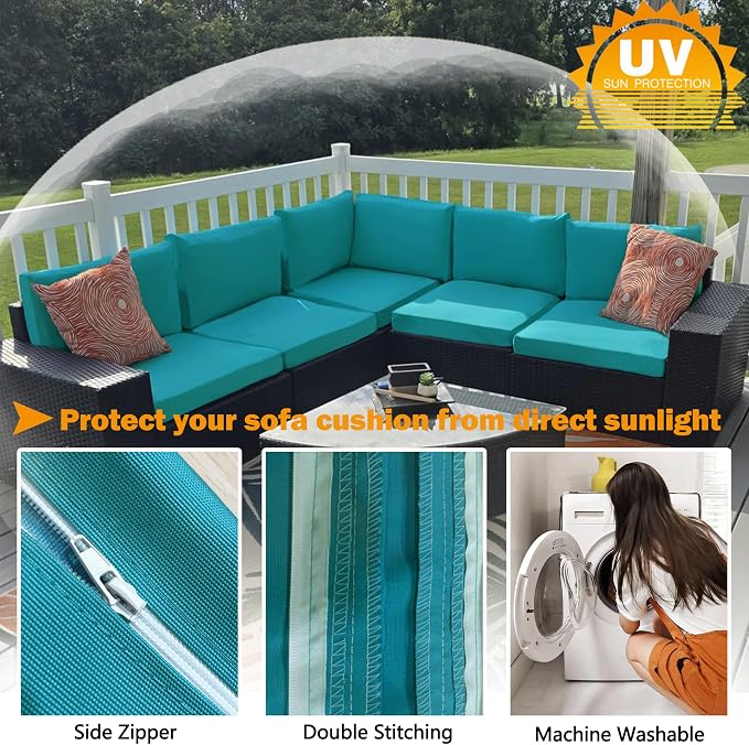 Sqodok Patio Cushion Cover 25x25 inch, Outdoor Seat Cushion Slip Cover - Image 4